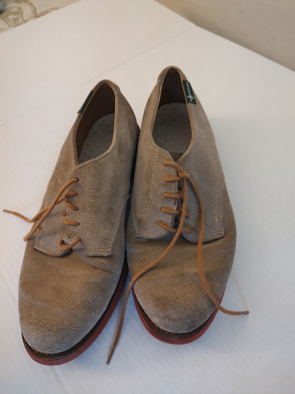 G.H. Bass & Co. Taupe Suede Derby Shoes with Tan Laces